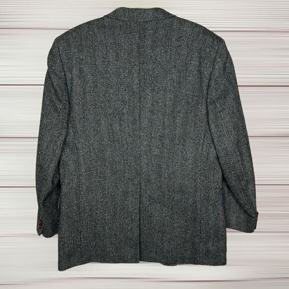 Christopher Brooks Gray Wool Two-Button Single Vent Herringbone Sport Coat 42R - Picture 8 of 15